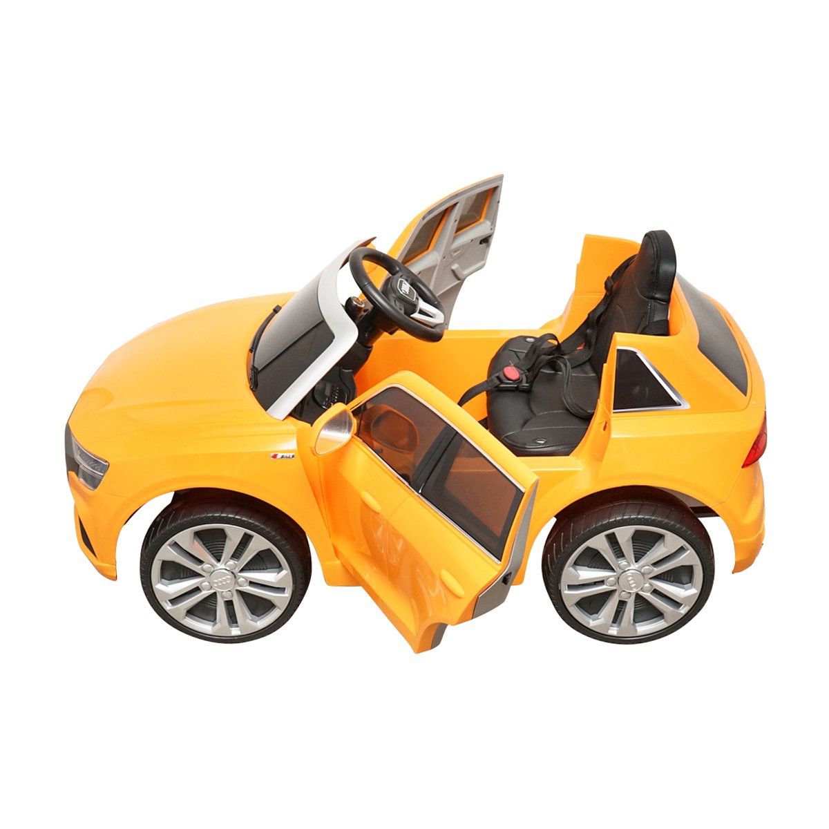 Masinuta electrica cu baterie 6V/7Ah si telecomanda pentru copii JJ2066 Audi Q8 galben cu scaun piele